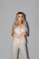 Tweedelig Gilet Setje - Beige | Stylish en Comfy